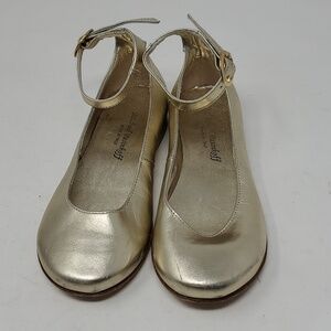 Michael Pasinkoff Kids Gold Dress Shoes with Ankle Strap Made In ITALY  Girls 11